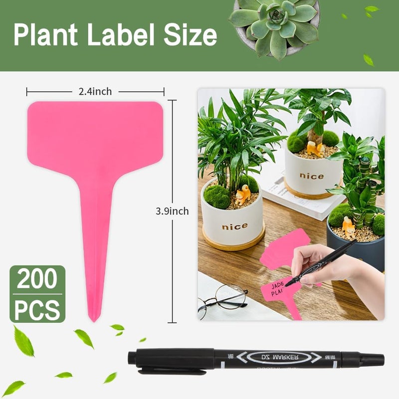 Bluckincle 200pcs Plant Labels,Plant Name Tags,Pink Plant Markers,Gardening Supplies,Garden Labels Outdoor Waterproof,Garden Markers,Plastic Plant Labels for Seedlings,Greenhouse Accessories,Plant Nursery - Image 2